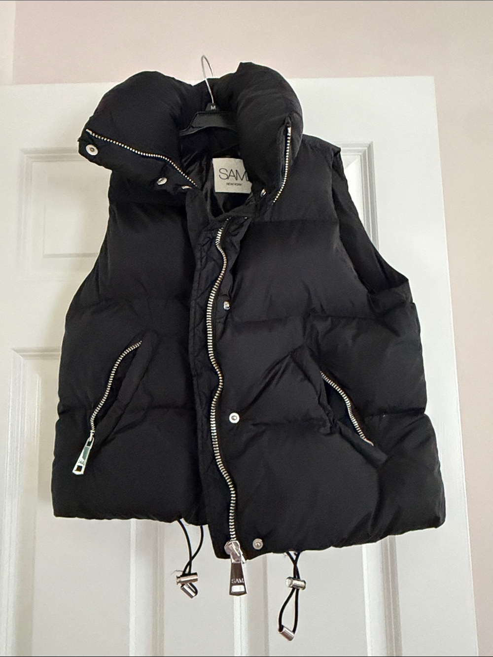 SAM. Black Puffer Vest with High Collar